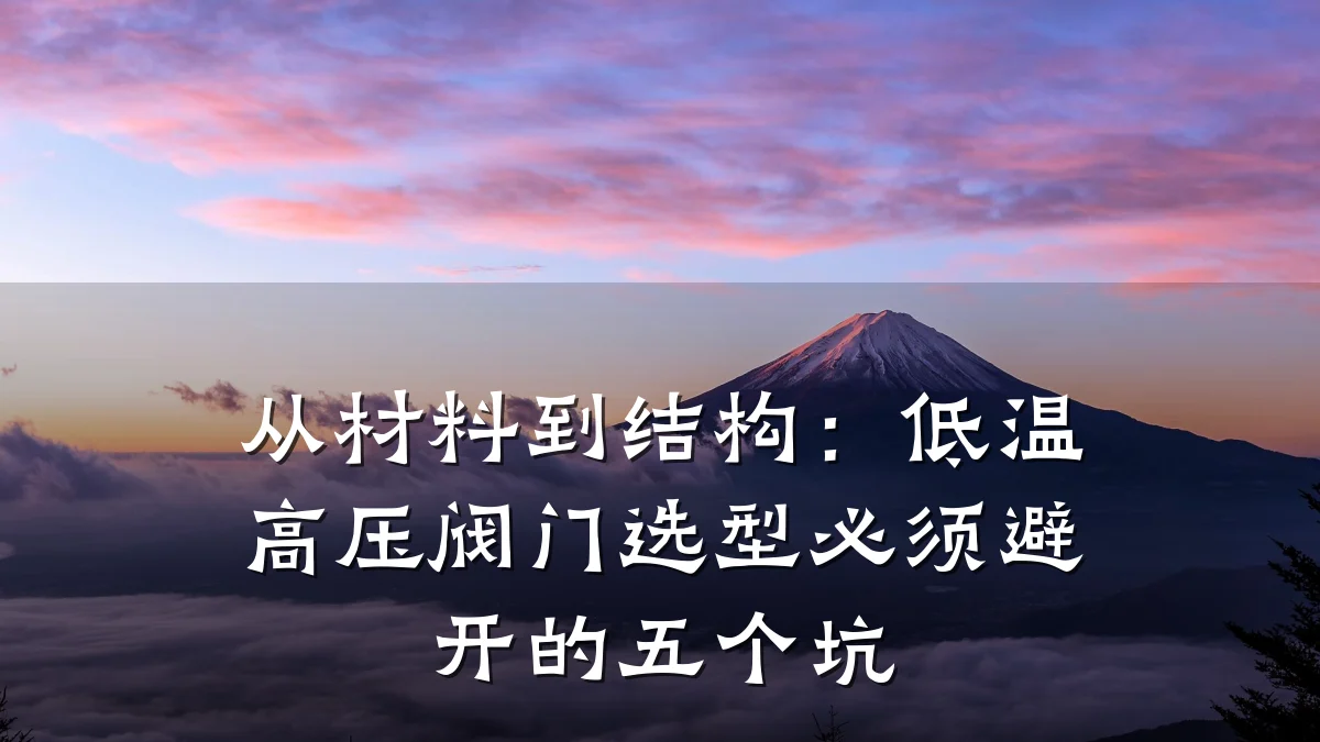 从材料到结构：低温高压阀门选型必须避开的五个坑