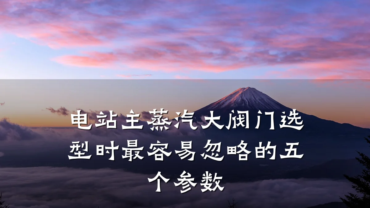 电站主蒸汽大阀门选型时最容易忽略的五个参数