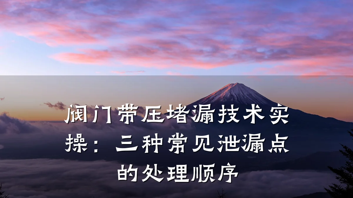 阀门带压堵漏技术实操：三种常见泄漏点的处理顺序