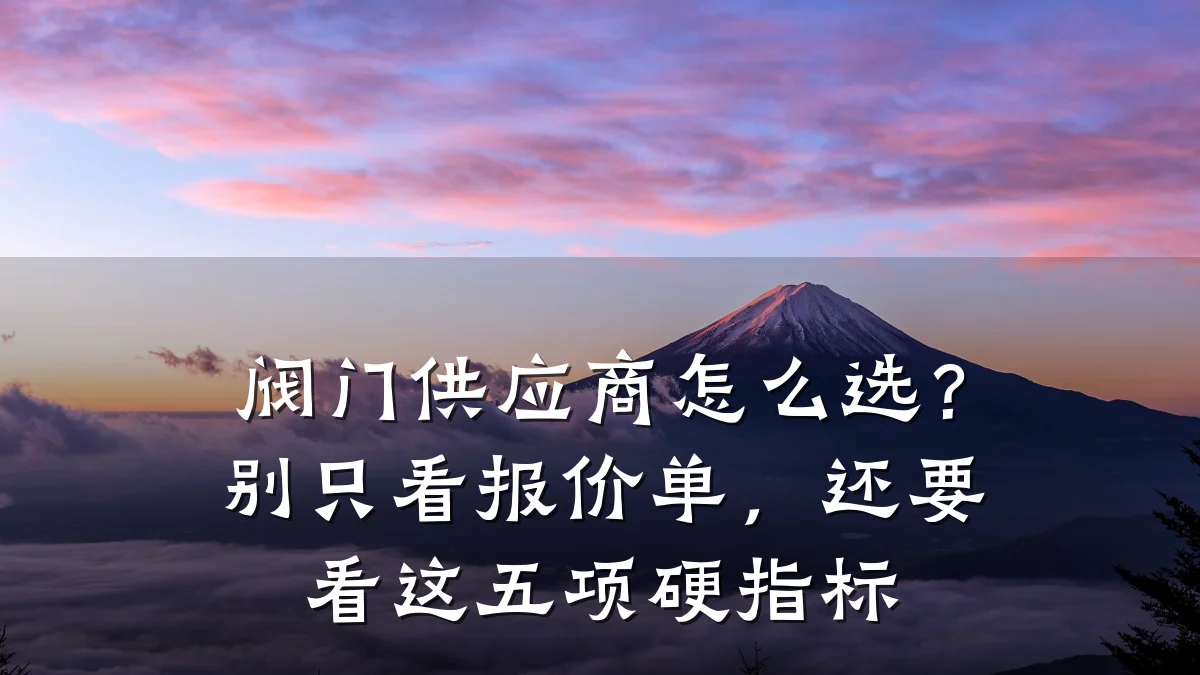阀门供应商怎么选？别只看报价单，还要看这五项硬指标