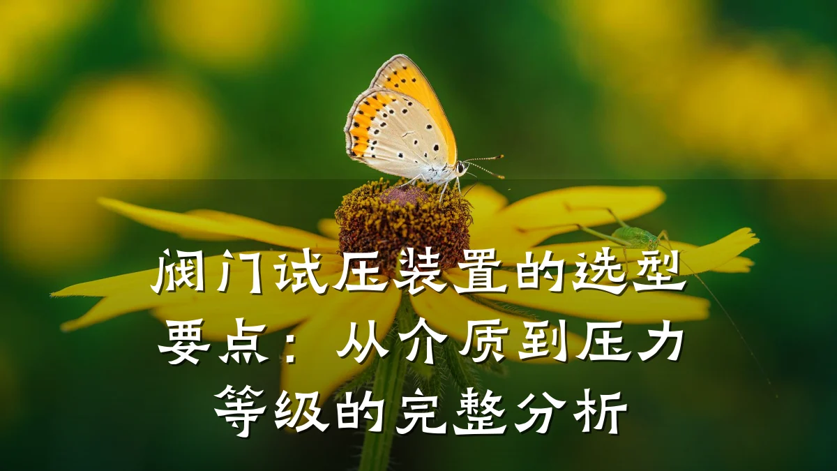 阀门试压装置的选型要点：从介质到压力等级的完整分析