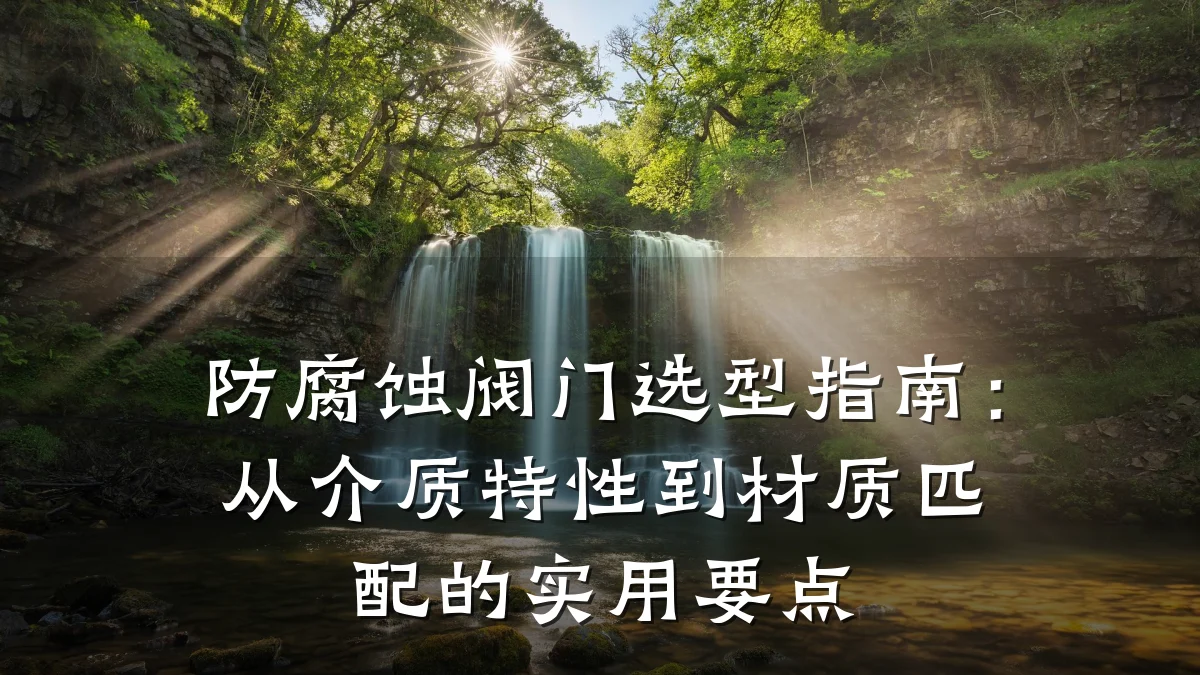 防腐蚀阀门选型指南：从介质特性到材质匹配的实用要点