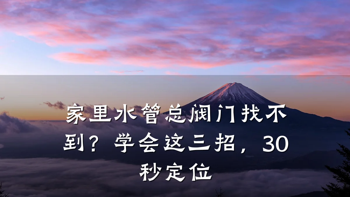 家里水管总阀门找不到？学会这三招，30秒定位