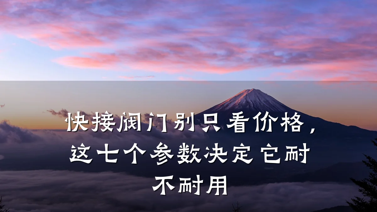 快接阀门别只看价格，这七个参数决定它耐不耐用