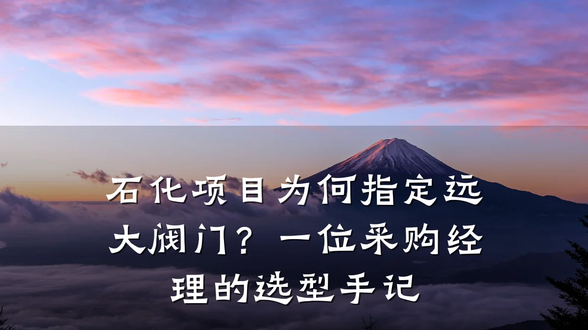石化项目为何指定远大阀门？一位采购经理的选型手记
