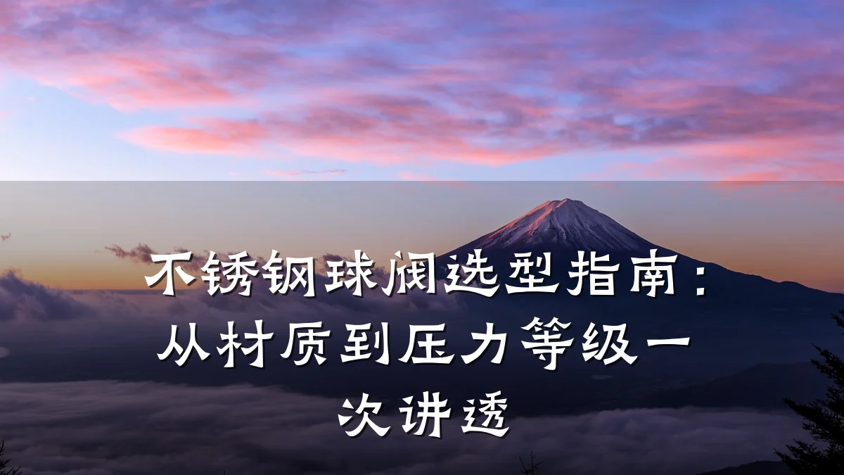 不锈钢球阀选型指南:从材质到压力等级一次讲透