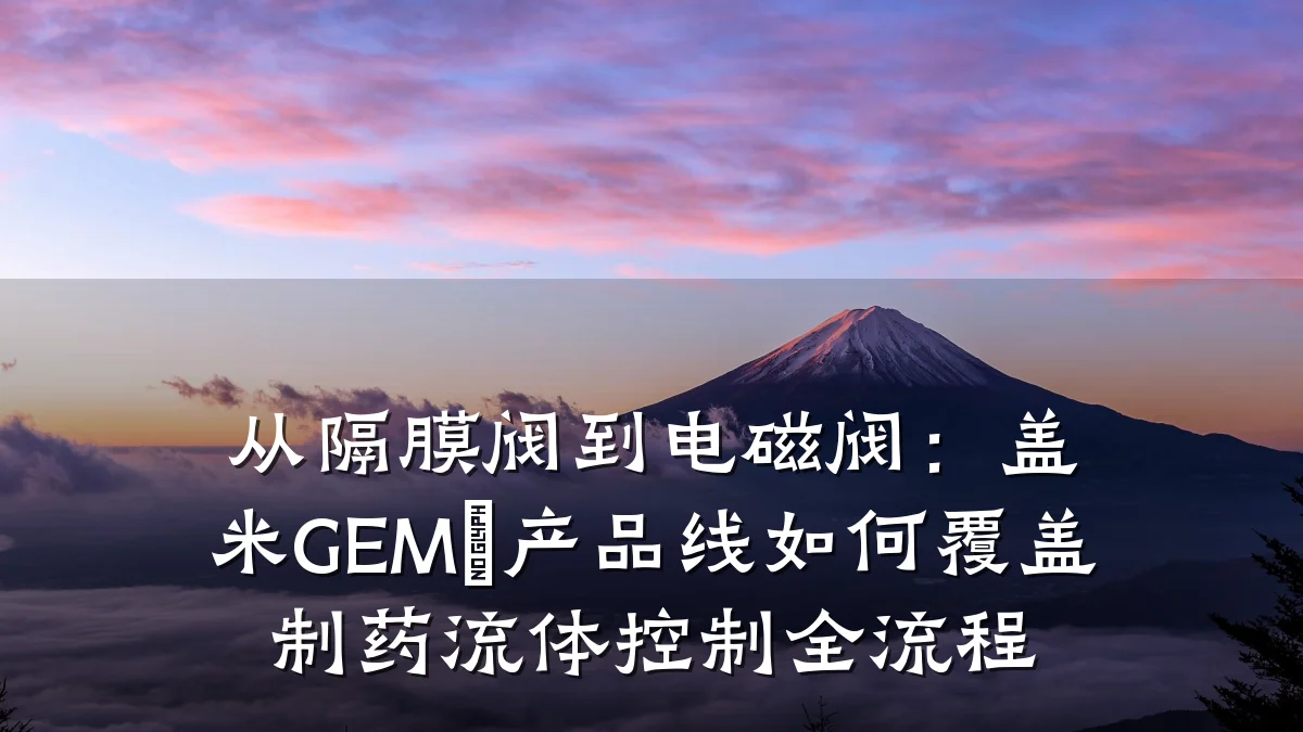 从隔膜阀到电磁阀:盖米GEMÜ产品线如何覆盖制药流体控制全流程