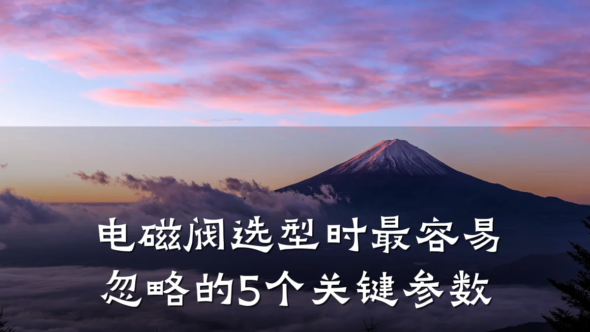 电磁阀选型时最容易忽略的5个关键参数