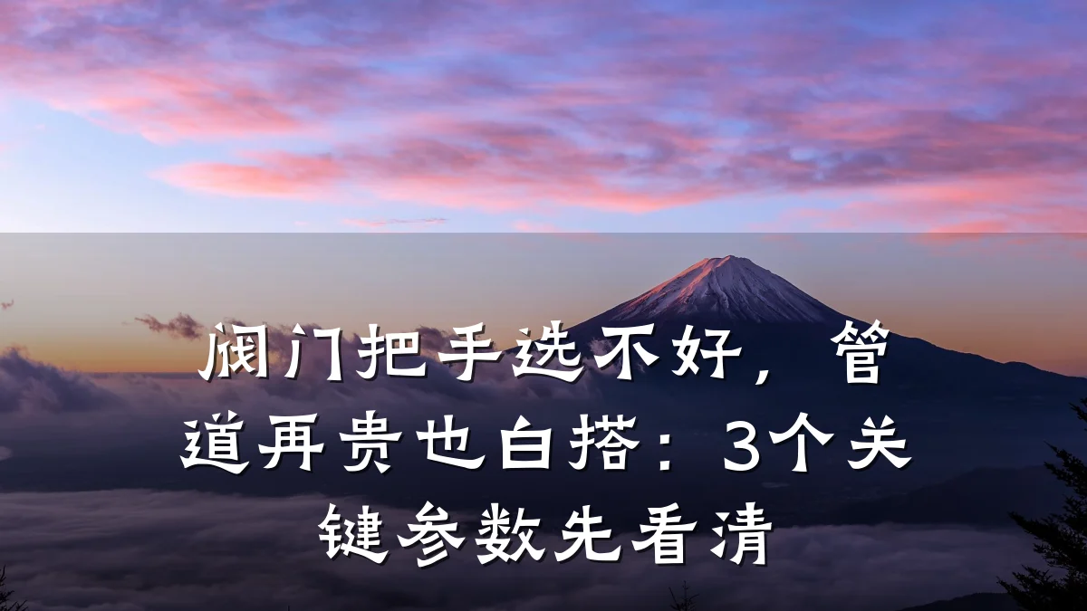 阀门把手选不好,管道再贵也白搭:3个关键参数先看清