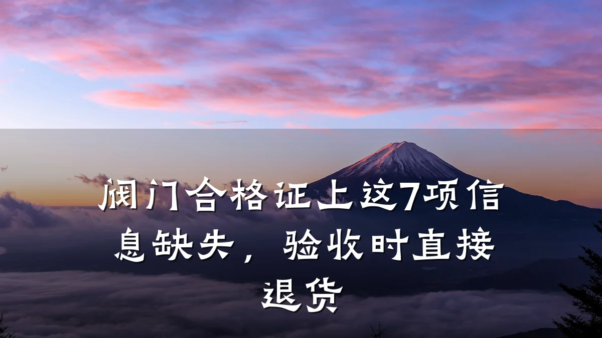 阀门合格证上这7项信息缺失,验收时直接退货
