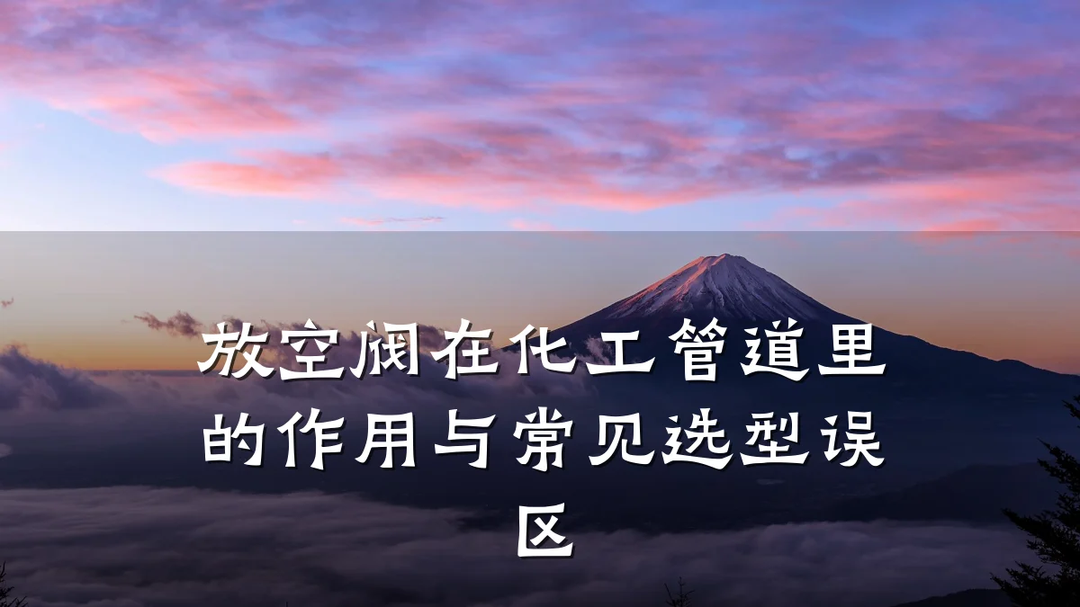 放空阀在化工管道里的作用与常见选型误区