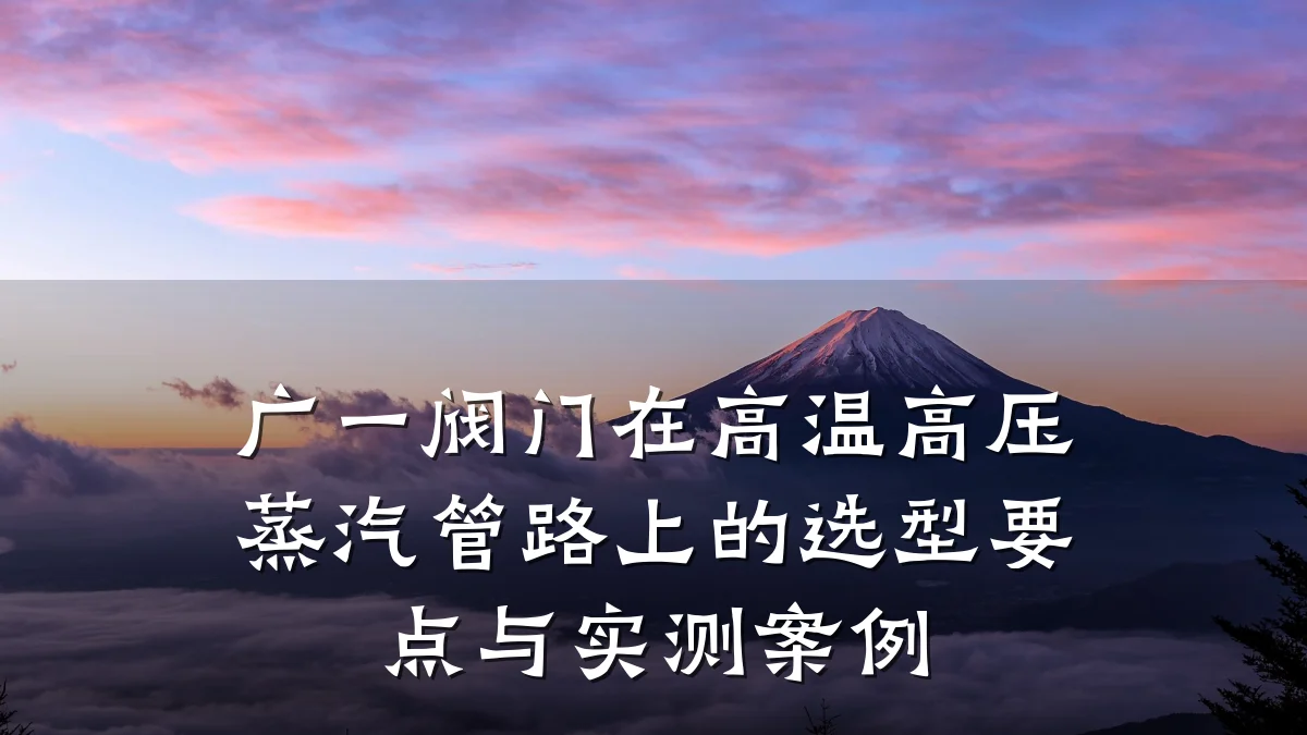 广一阀门在高温高压蒸汽管路上的选型要点与实测案例