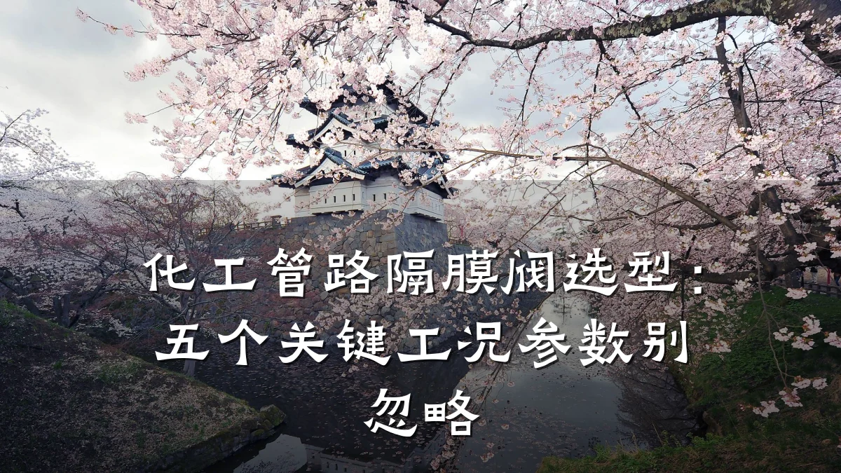 化工管路隔膜阀选型:五个关键工况参数别忽略