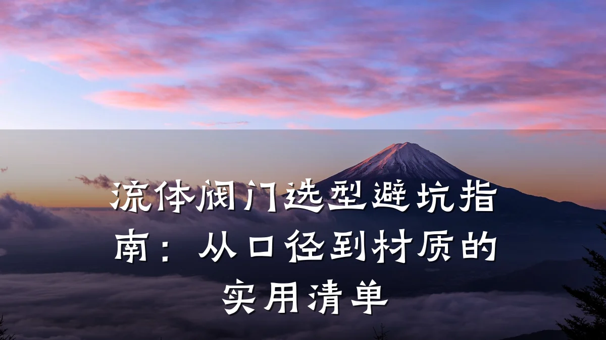 流体阀门选型避坑指南:从口径到材质的实用清单
