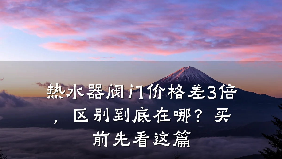 热水器阀门价格差3倍,区别到底在哪?买前先看这篇